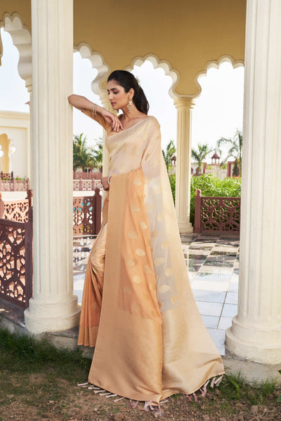 Gradient Beige Feather Soft Saree