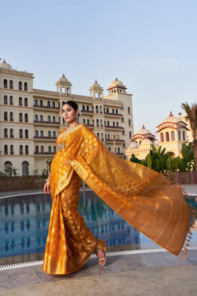 Mustard Yellow Organza Saree