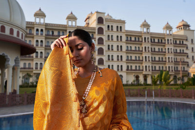 Mustard Yellow Organza Saree