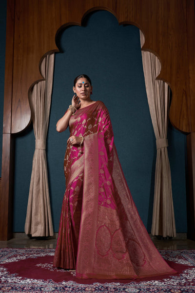 Swati Rathi in Barbie Pink Banarasi Satin Silk