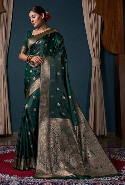 Myrtle Green Banarasi Satin Silk