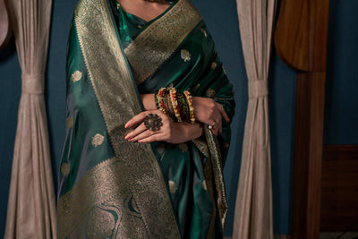 Myrtle Green Banarasi Satin Silk