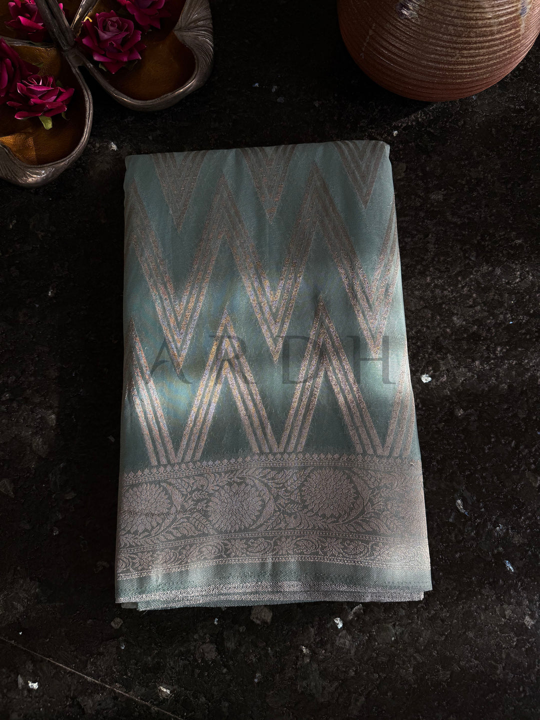 Bright and breezy turquoise saree ideal for festive days