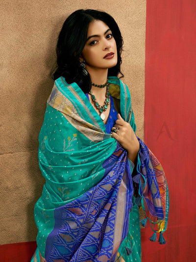 Banarasi Sarees Silk Sarees Blue Festive Vows Wedding Blue Krystal ARTICLE Teal Blue Royal Blue