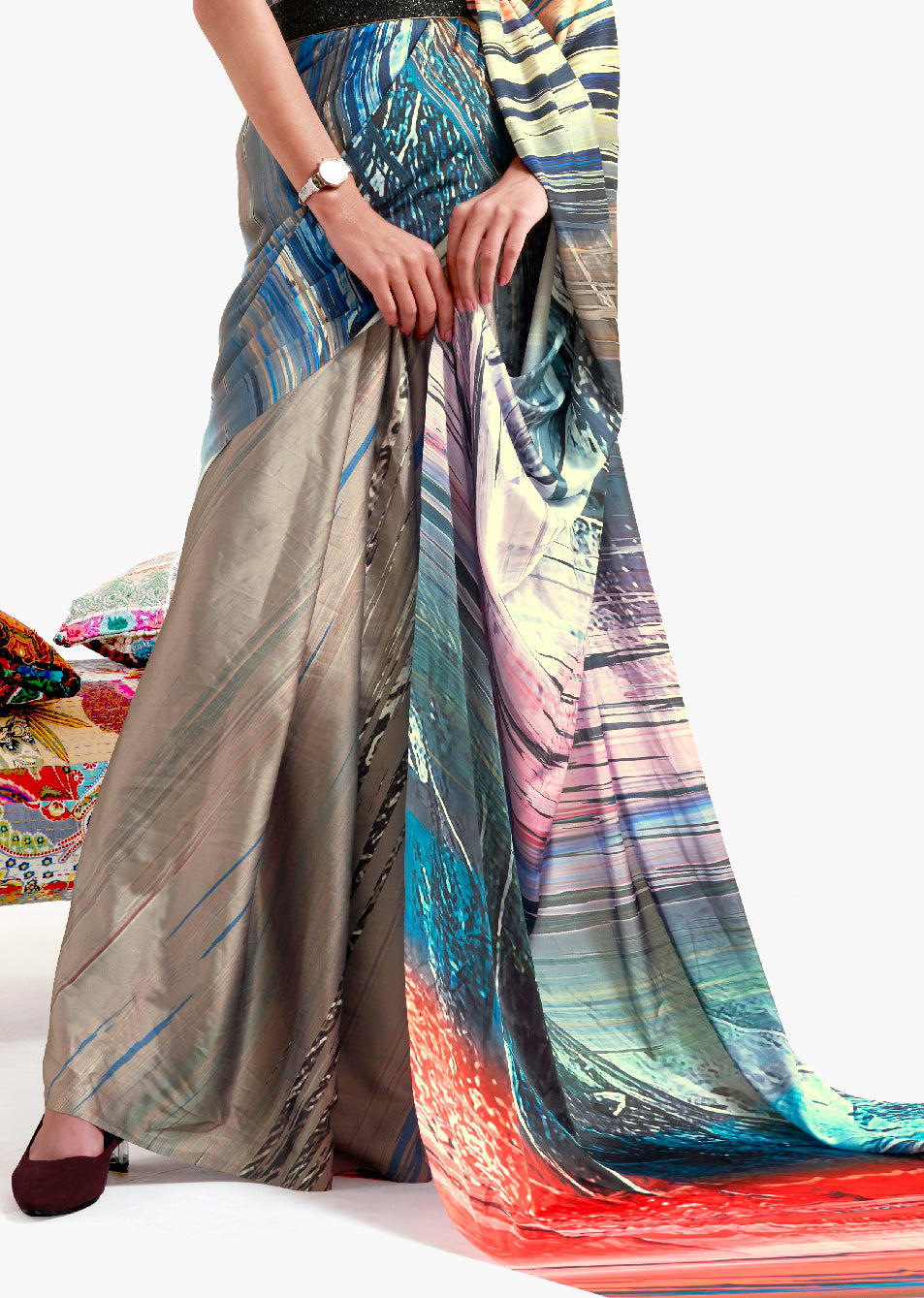 Drape yourself in elegance with this Digital Printed Soft Crepe Saree, designed for grace, comfort, and effortless sophistication. Featuring a striking blend of earthy and vibrant hues, this saree is perfect for festive occasions, parties, and cultural events.