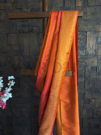 House of Vardha Yellow Tanchoi Saree – Traditional Look with Modern Elegance