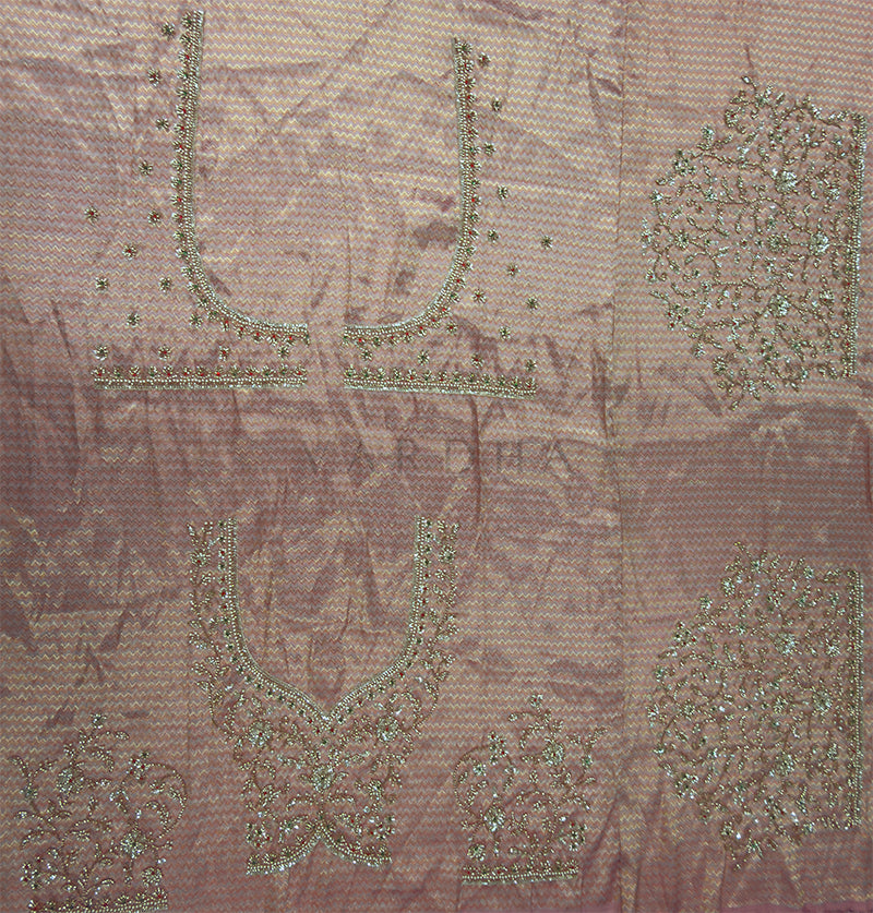 Baby Pink Viscose Handwork Saree with Woven Chevron &amp; Pearl Embroidery