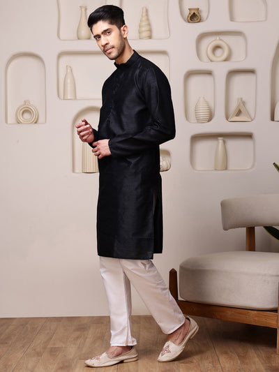 Black Jacquard Kurta with Diamond Buti