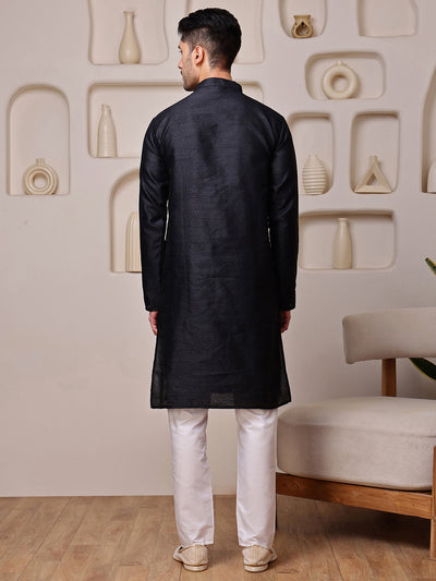 Black Jacquard Kurta with Diamond Buti
