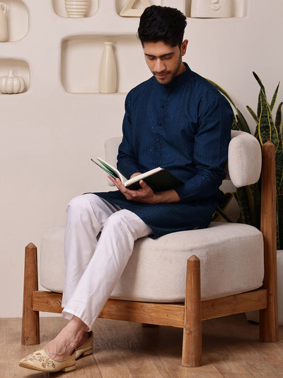Blue Embroidered Kurta with Sequins
