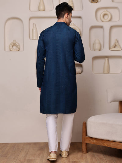 Blue Embroidered Kurta with Sequins