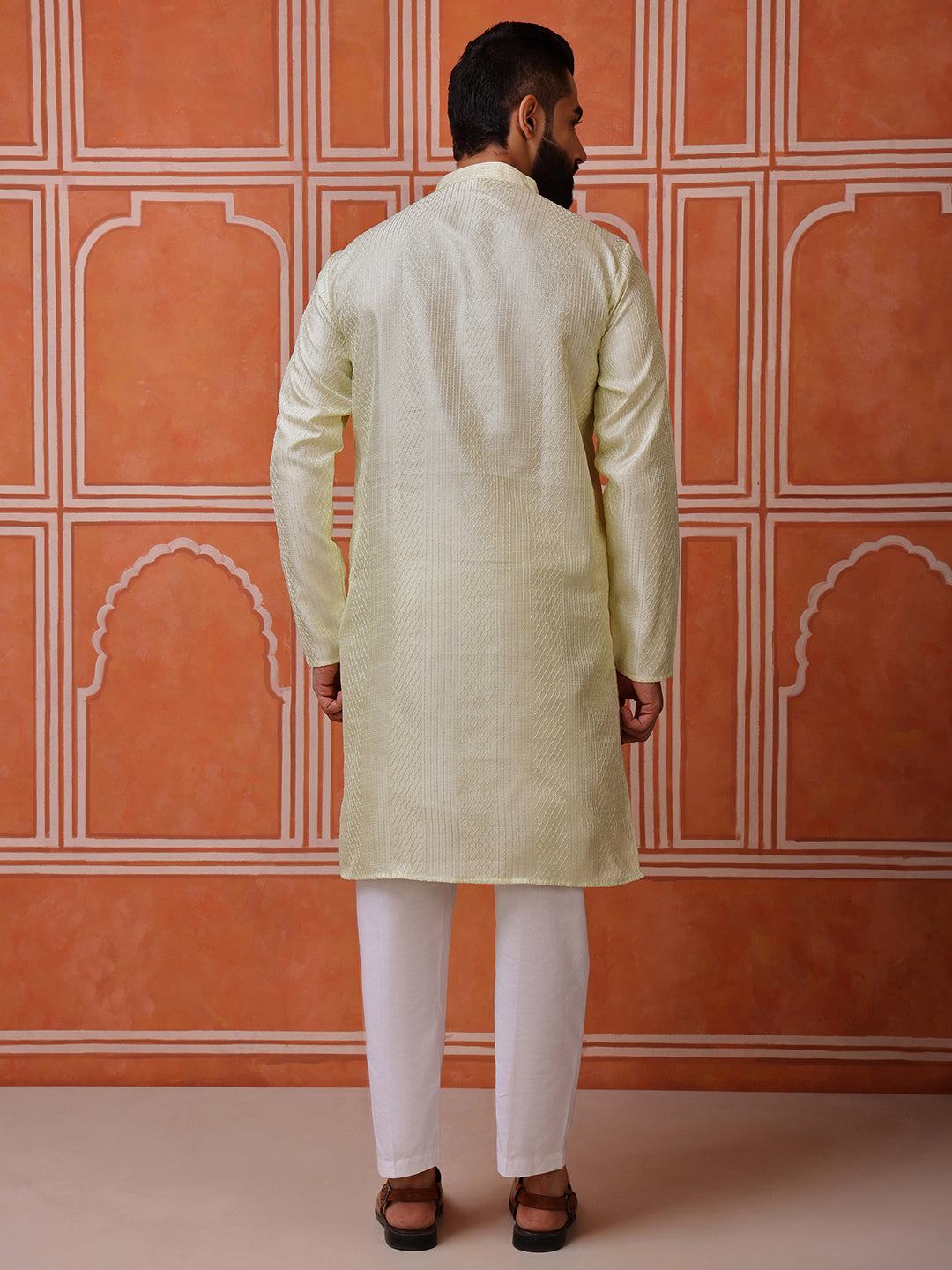 Green Embroidered Kurta with Mirror Work