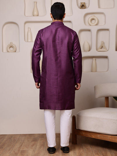 Wine Embroidered Kurta with Mirror Work