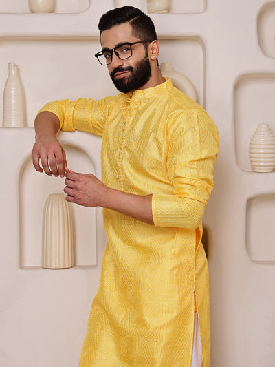 Yellow Embroidered Kurta with Mirror Work