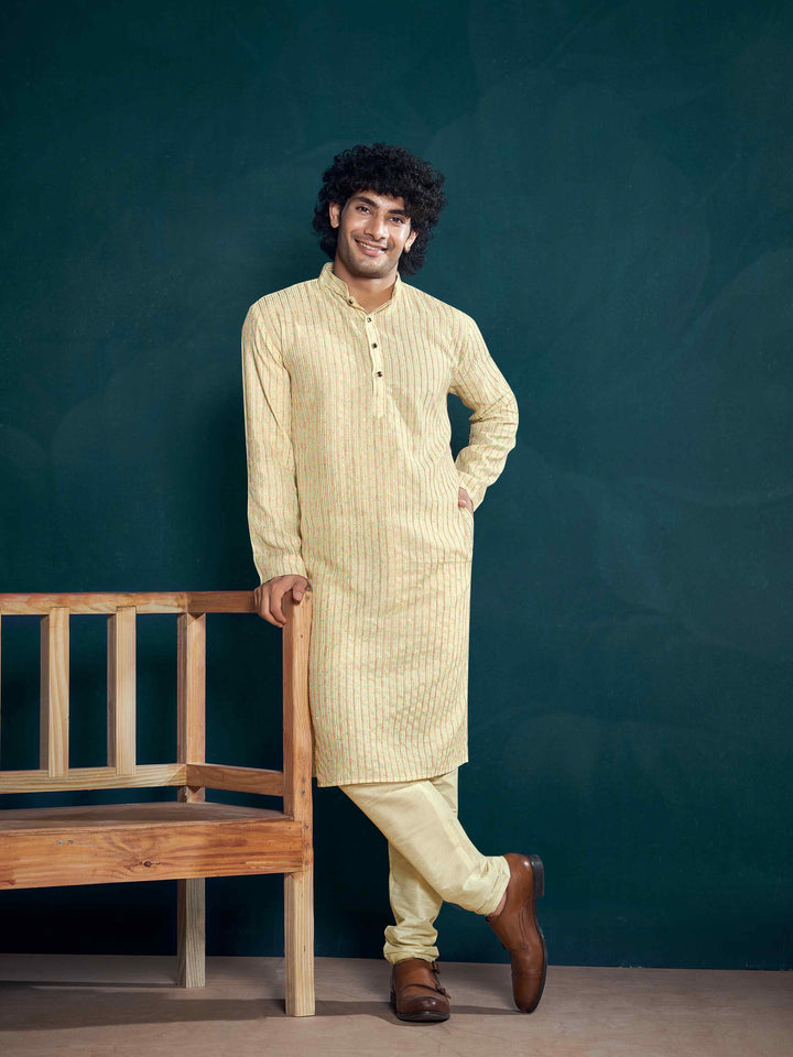White Viscose Sequence Thread Work Men's Kurta
