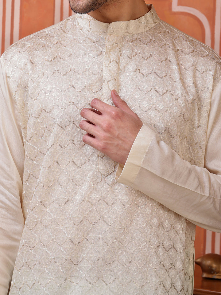 Green Viscose Kurta with Geometric Sequins