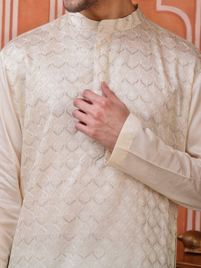Green Viscose Kurta with Geometric Sequins