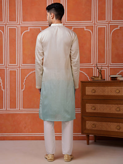 Green Viscose Kurta with Geometric Sequins