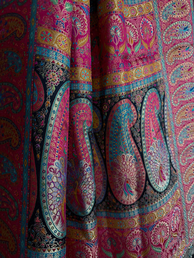 Detailed Brocade Pallu with Grand Peacock Motifs in Multicolor Weaving