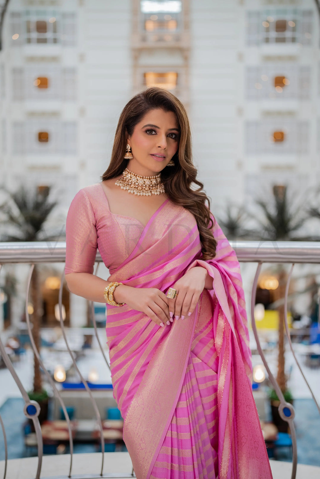 Natasha Luthra in Baby Pink Feather Soft Saree House of Vardha