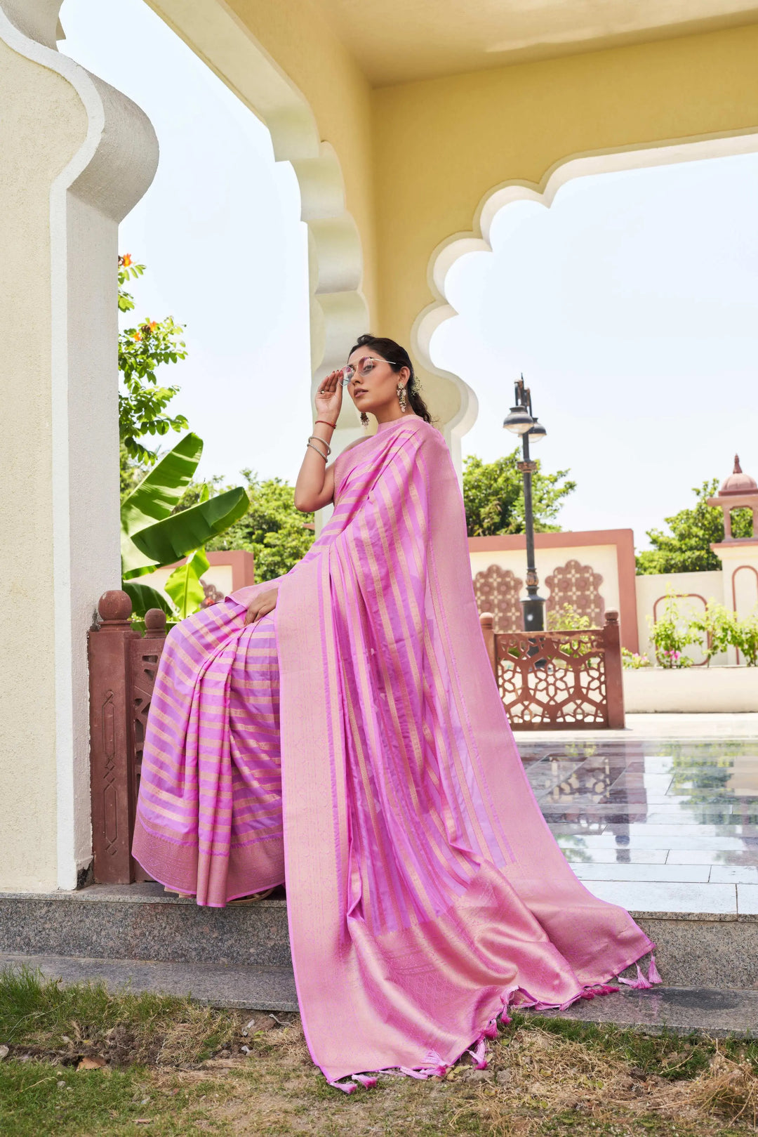 Natasha Luthra in Baby Pink Feather Soft Saree House of Vardha