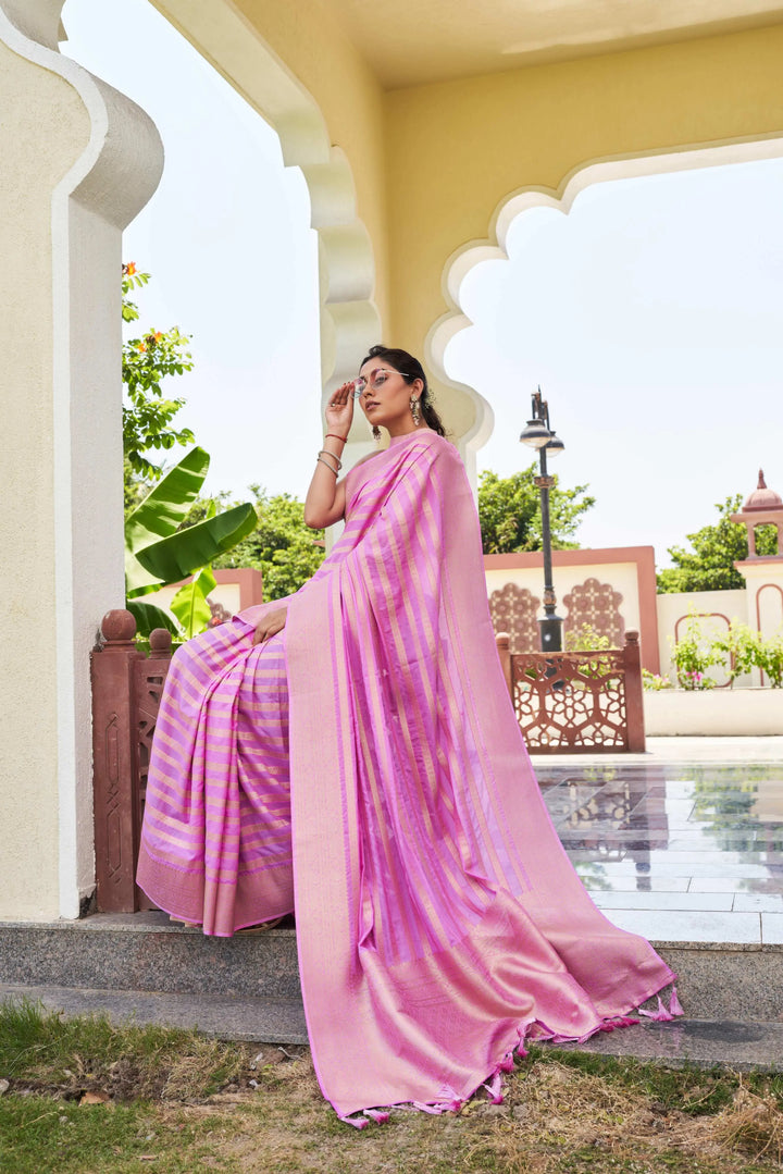 Natasha Luthra in Baby Pink Feather Soft Saree House of Vardha