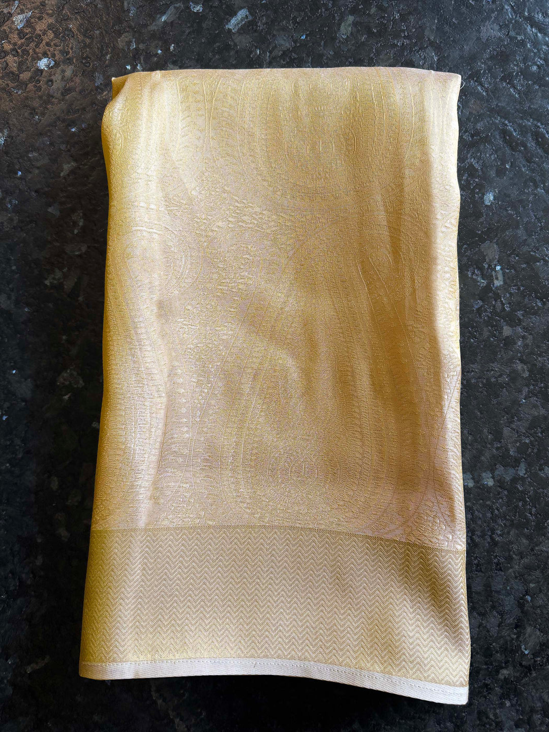 Cream Tissue Kanjivaram Silk Saree with Gold Zari Work