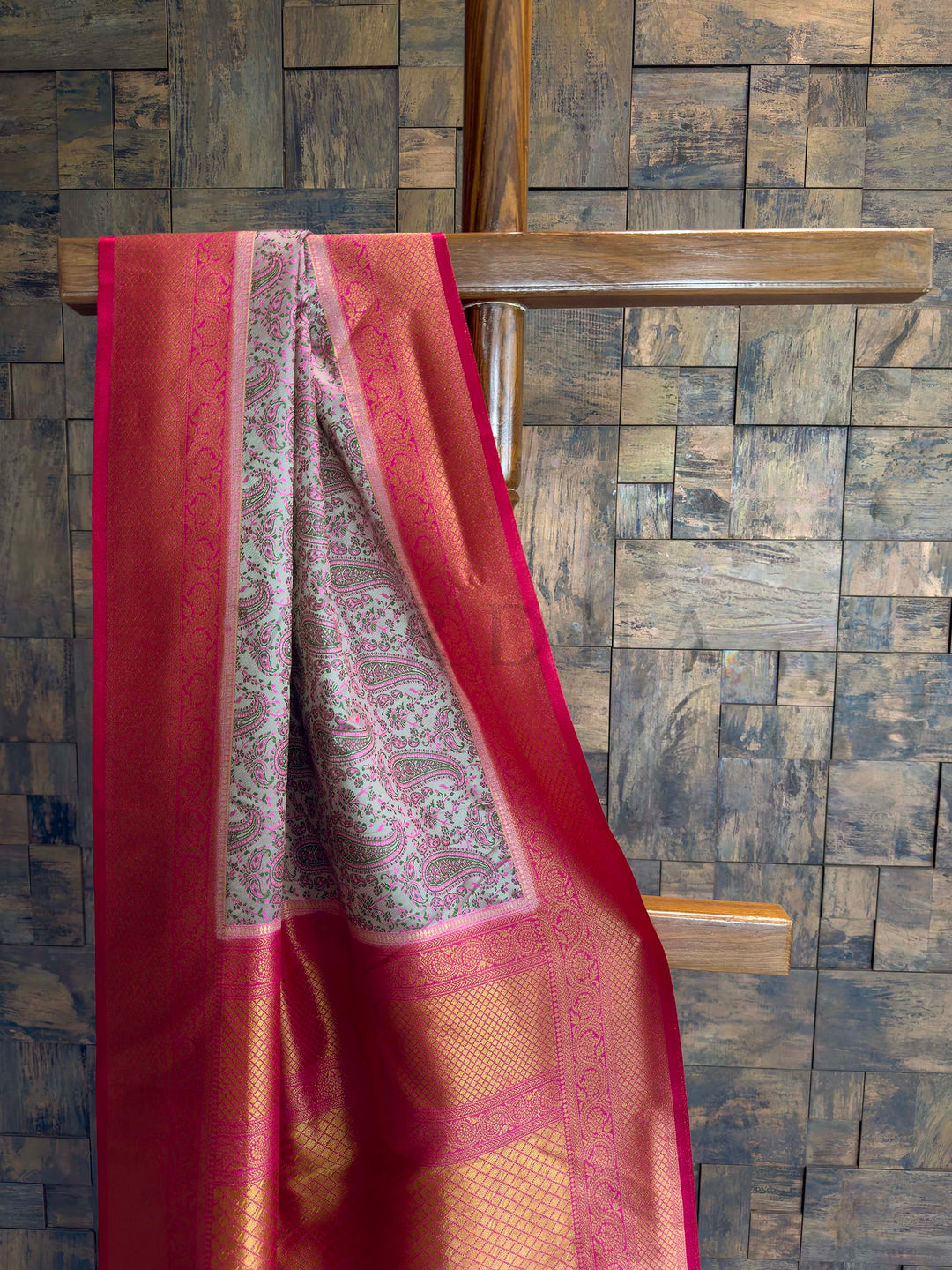 Grey Tanchoi Silk Saree with Multicolor Paisley Weave