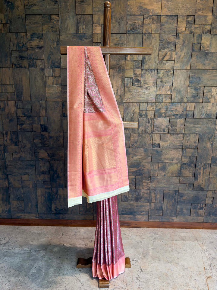Grey Tanchoi Silk Saree with Multicolor Paisley