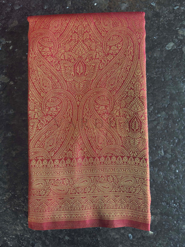 Maroon Golden Zari Kanjivaram Silk Saree