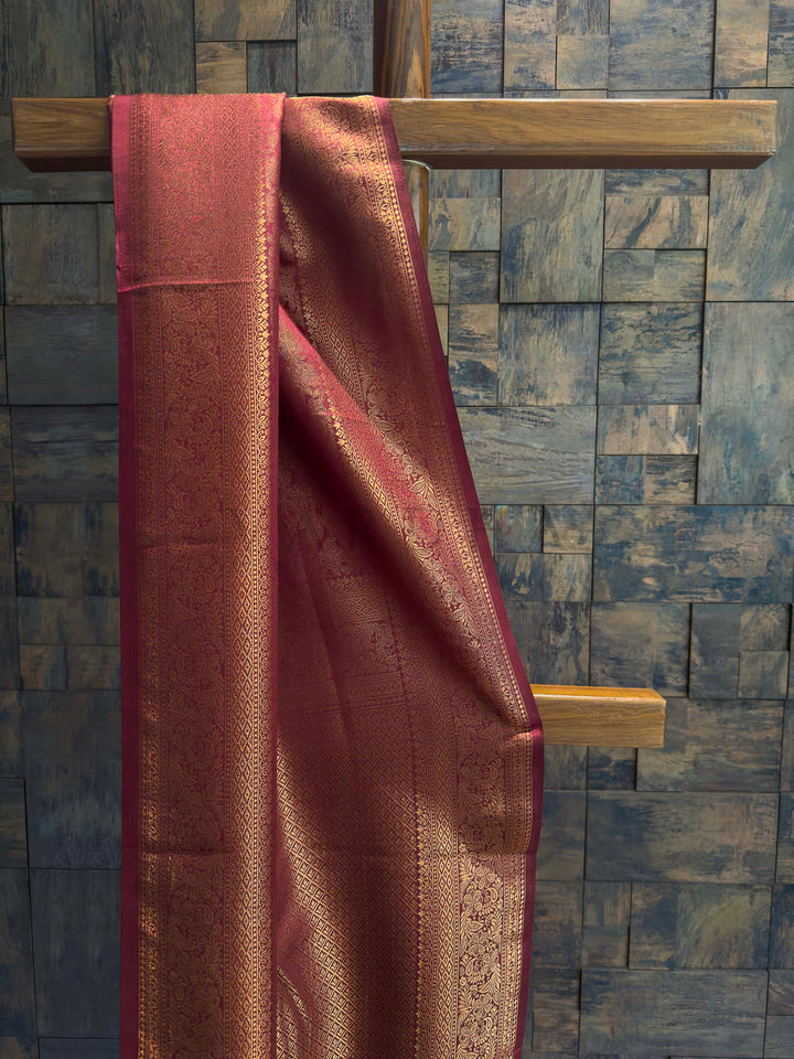 Maroon Golden Zari Kanjivaram Silk Saree