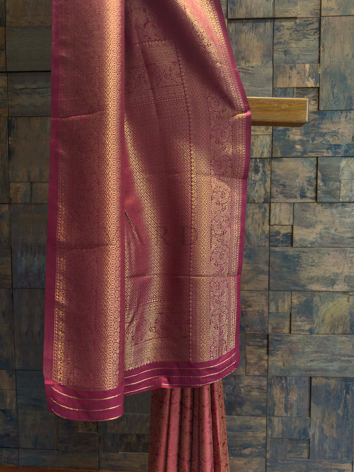 Maroon Golden Zari Kanjivaram Silk Saree