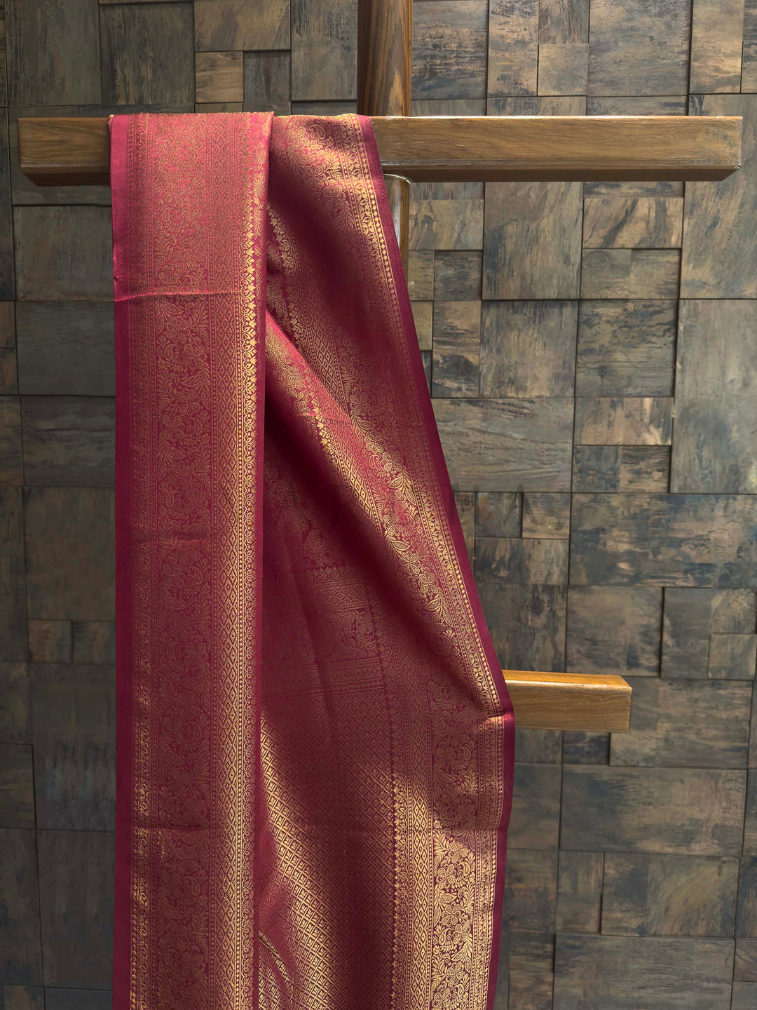 Maroon Golden Zari Kanjivaram Silk Saree