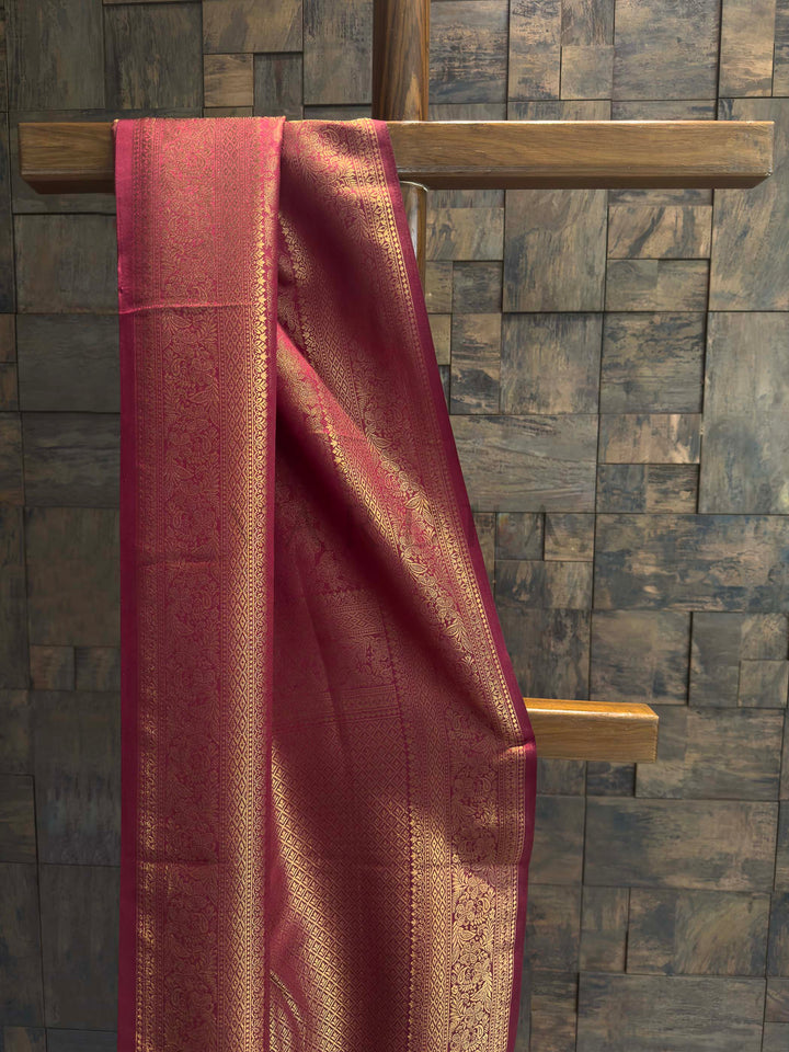 Maroon Golden Zari Kanjivaram Silk Saree