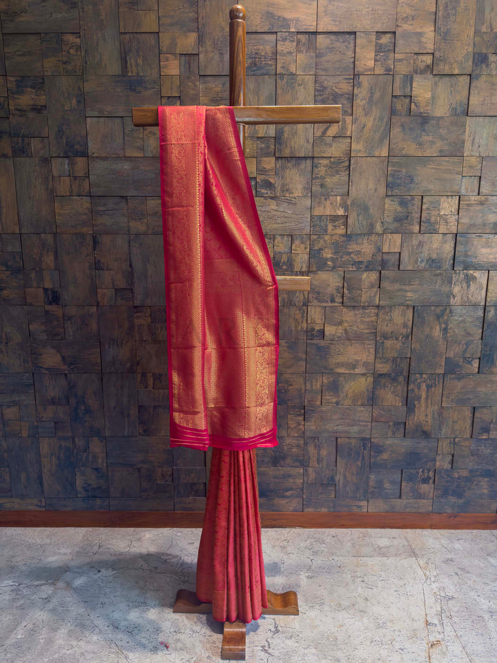 Rani Pink Golden Zari Kanjivaram Silk Saree
