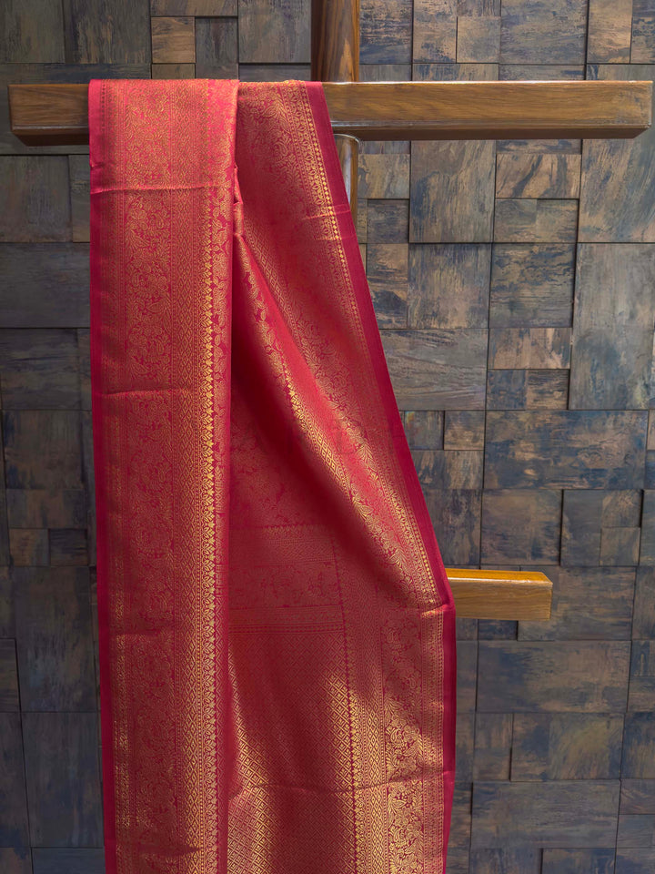 Rani Pink Golden Zari Kanjivaram Silk Saree