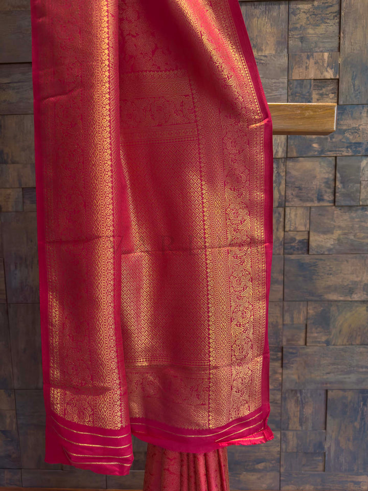 Rani Pink Golden Zari Kanjivaram Silk Saree