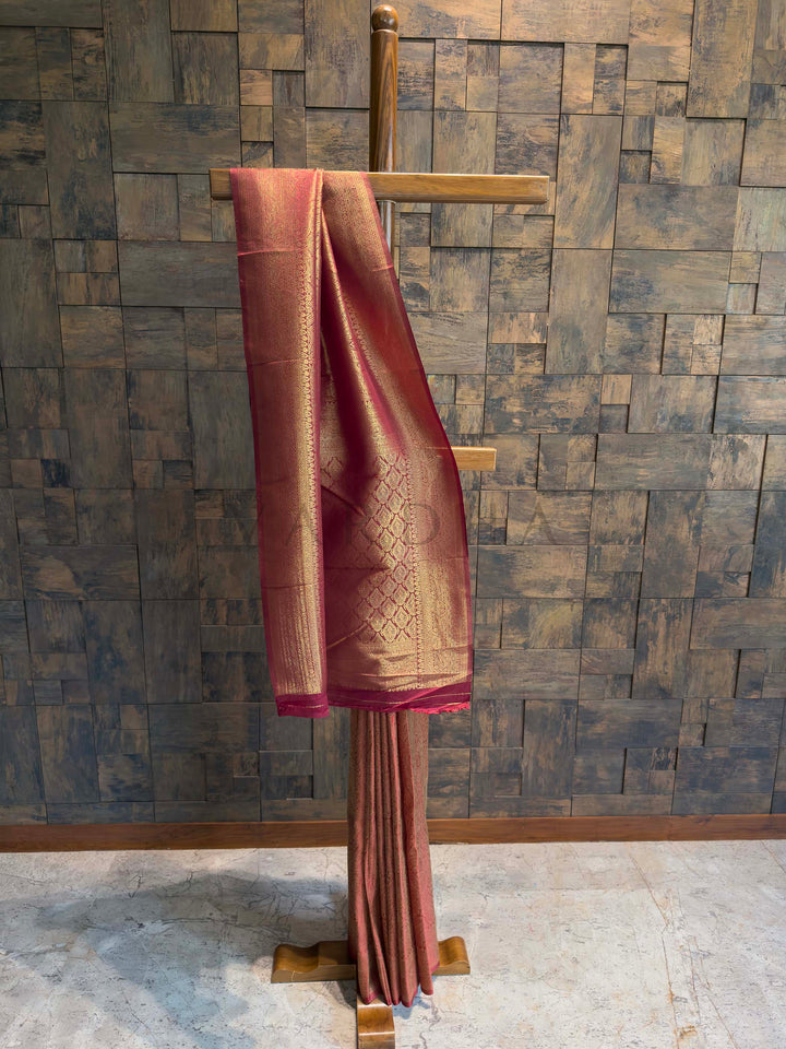 Maroon Golden Zari Kanjivaram Silk Saree
