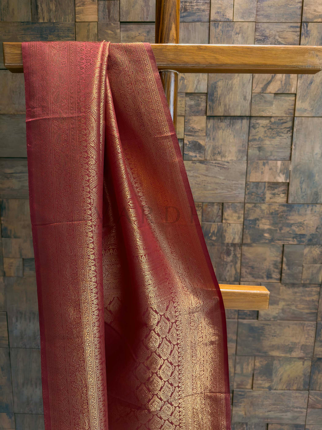 Maroon Golden Zari Kanjivaram Silk Saree