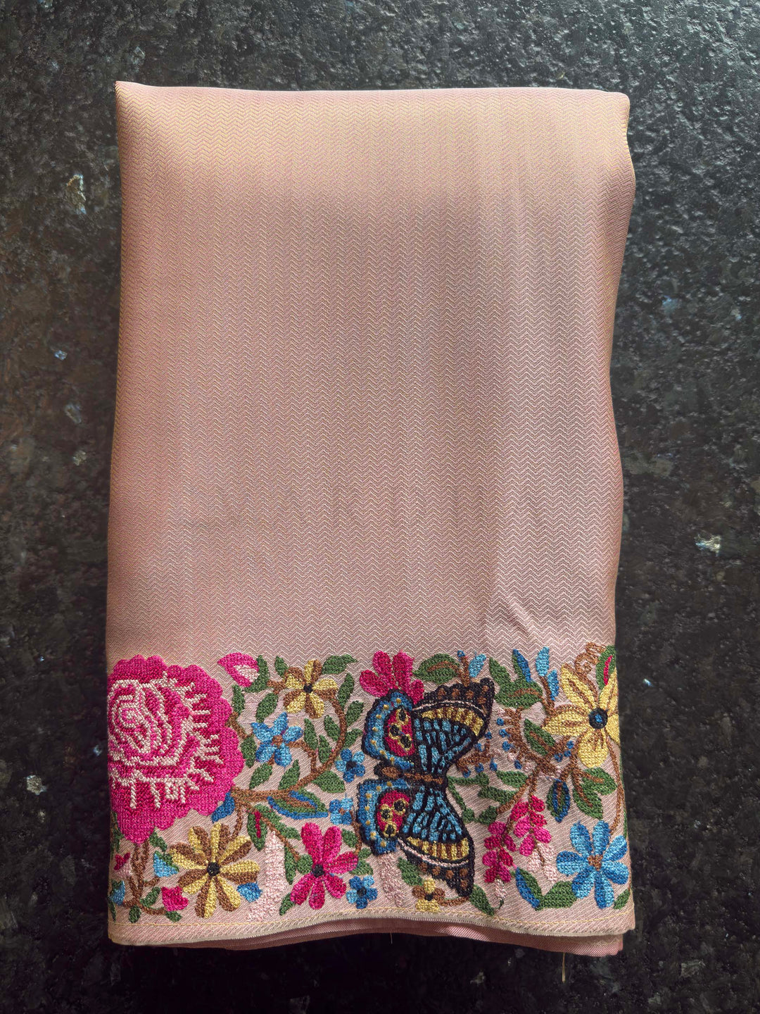 Pink Tissue Kanjivaram Silk Saree with Parsi Gara Embroidery