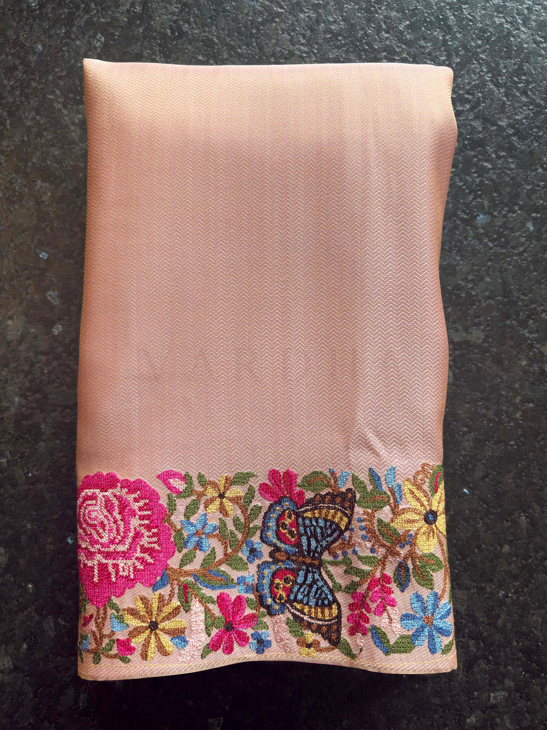 Pink Tissue Kanjivaram Silk Saree with Parsi Gara Embroidery