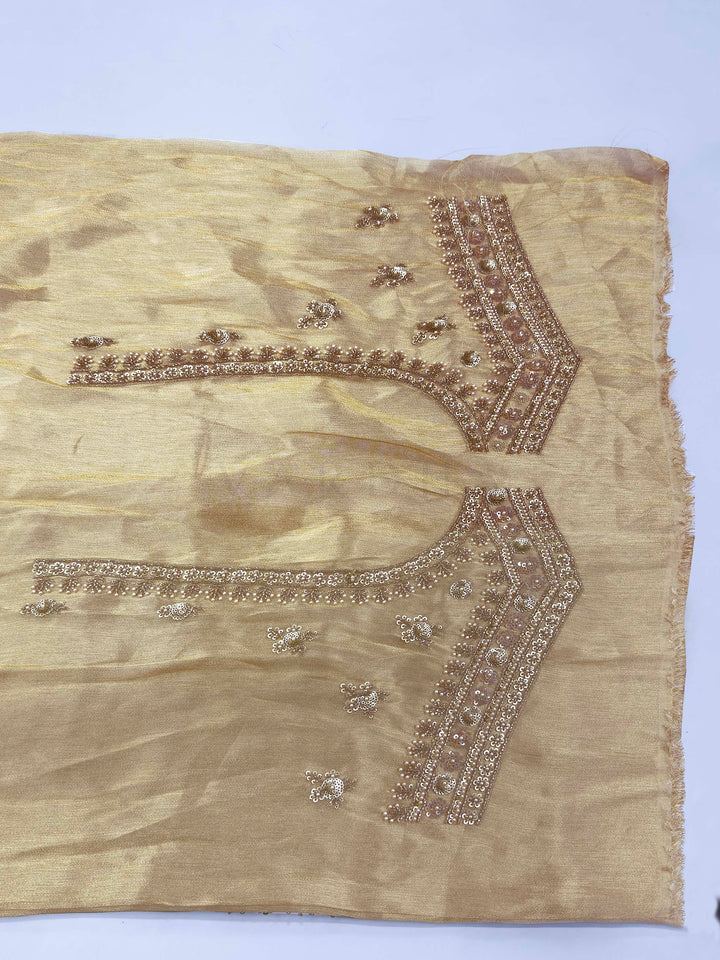 White Tissue Silk Saree with Heavy Hand Zardozi & Pearl Work