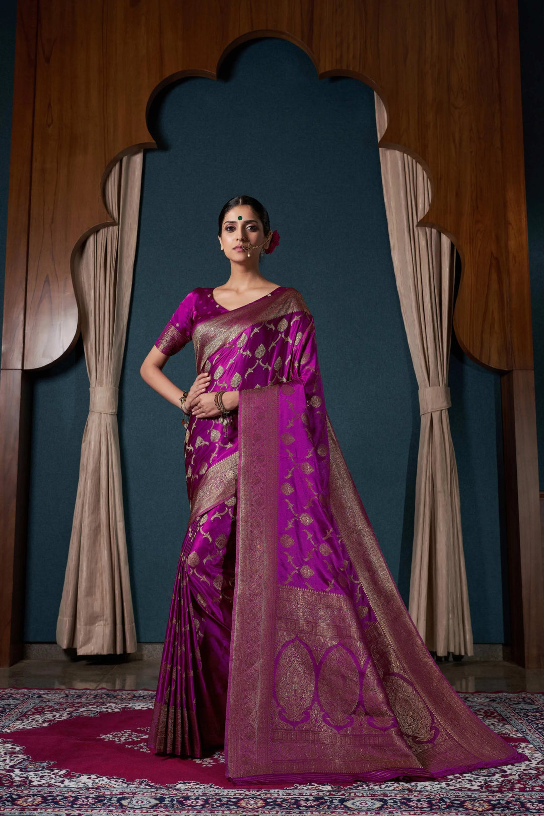 Plum Purple Banarasi Satin Silk House of Vardha