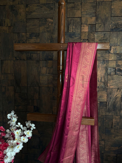 Traditional rose pink satin saree for women with sheen texture and rich ethnic design.

Designer satin saree in soft pink with detailed zari pallu and minimalist floral embroidery.