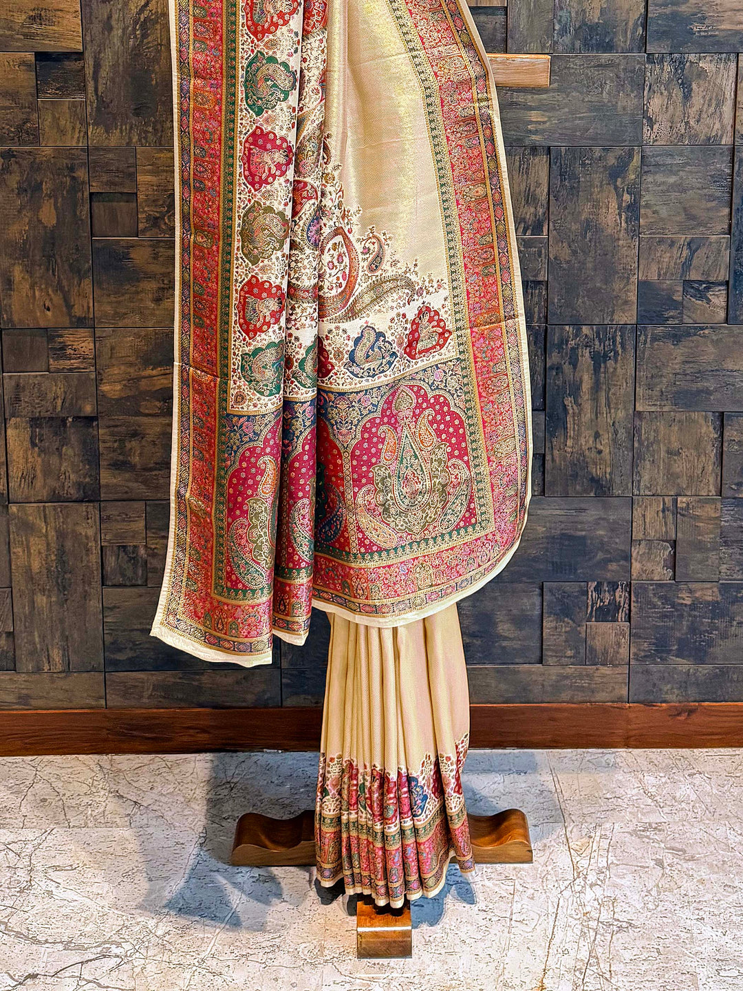 Off White Banarasi Katan Silk Saree