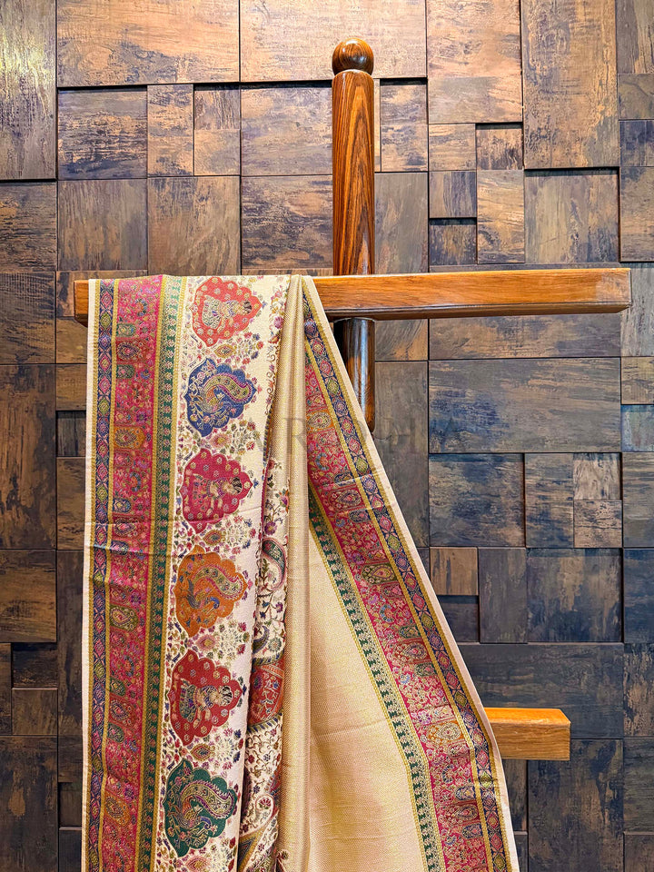 Off White Banarasi Katan Silk Saree