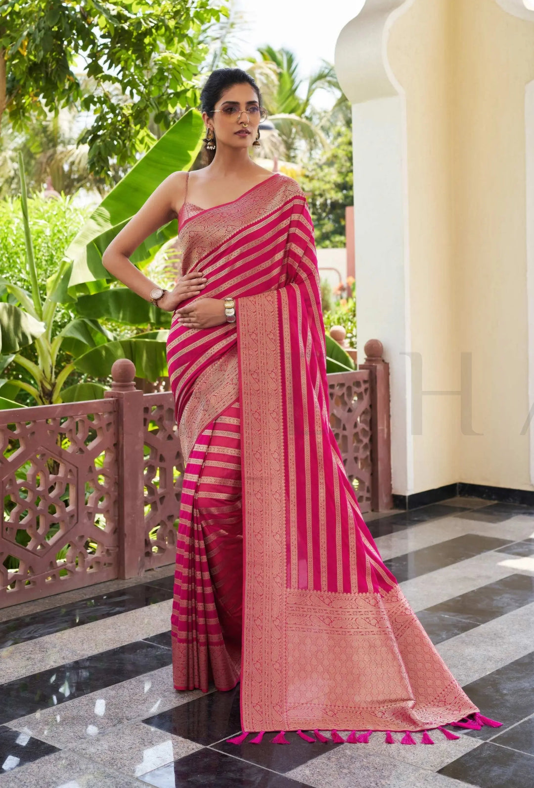 Strawberry Pink Feather Soft Saree House of Vardha
