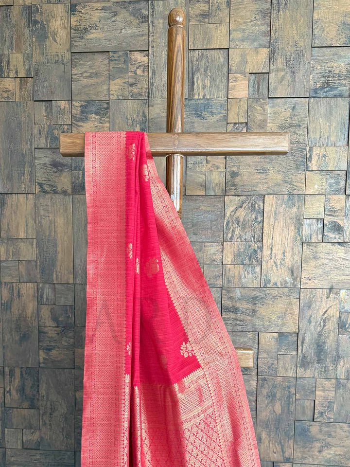 Viva Magenta Tussar Silk Saree with Zari Border