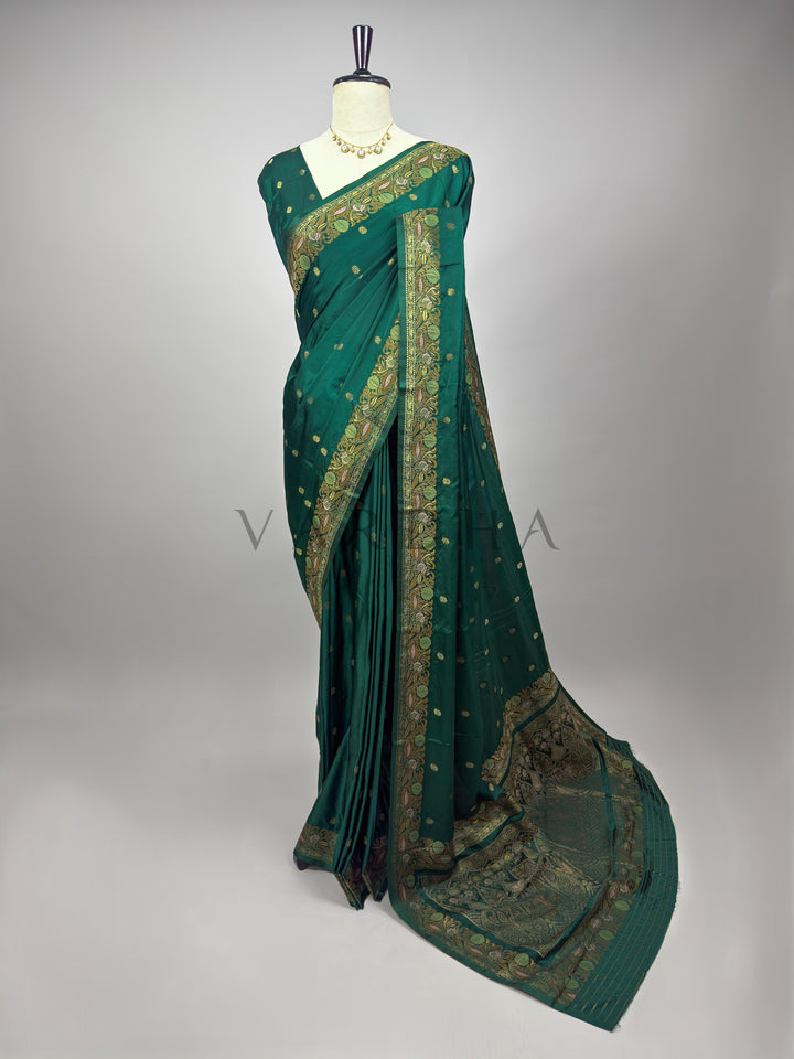 Castleton Green Traditional Jamawar Satin Saree for Weddings &amp; Celebrations
