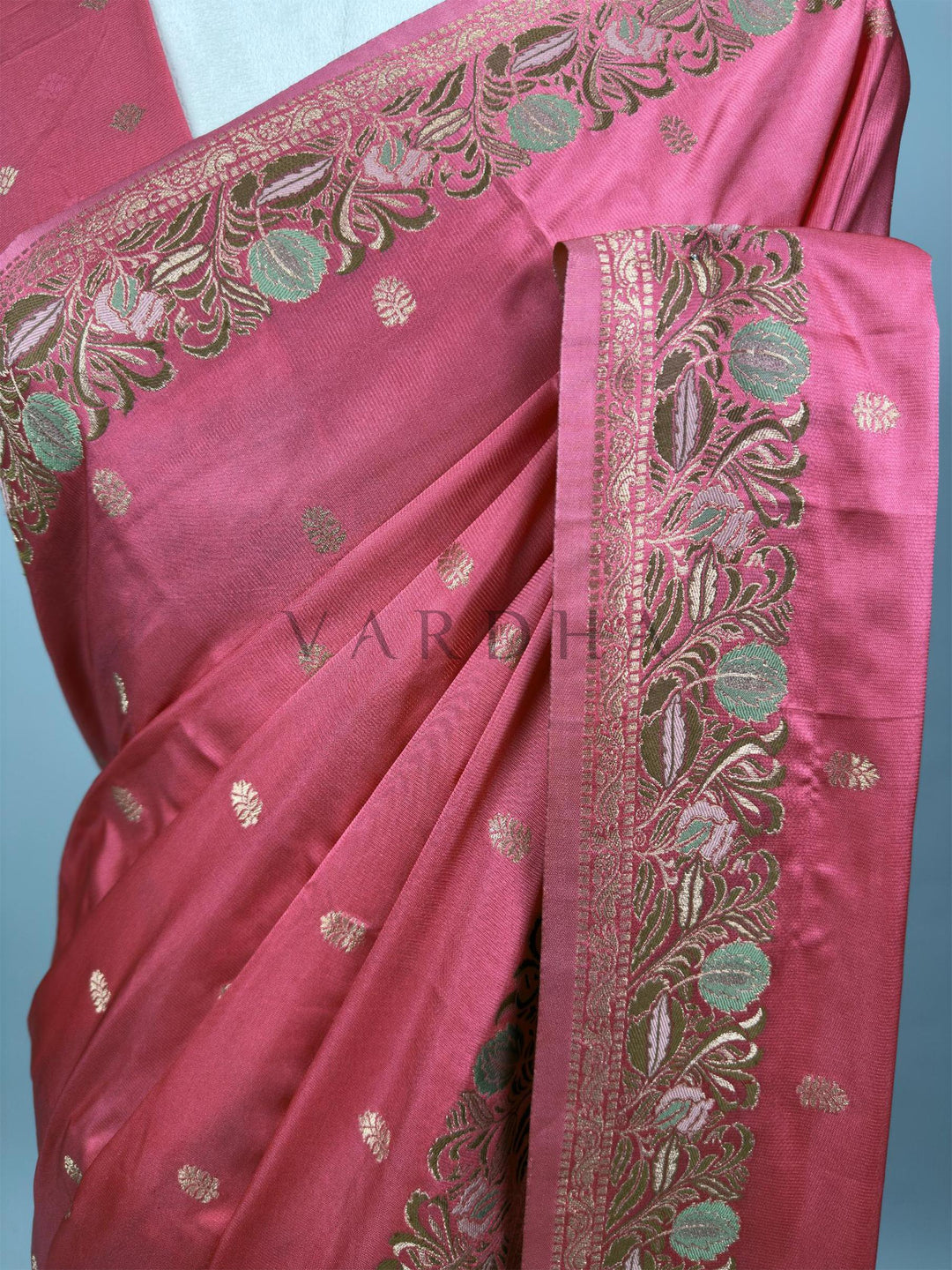Neon Fuchsia Traditional Jamawar Satin Saree for Weddings &amp; Celebrations